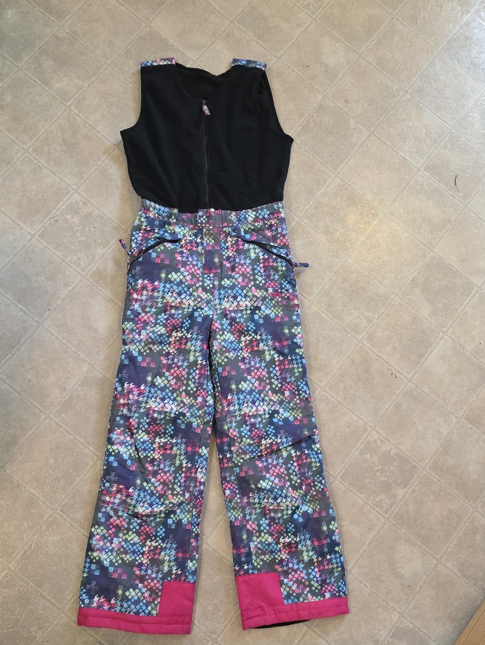 Arctix Black Bodice Multicolor Printed Snow Bib Jumpsuit